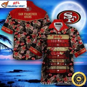 49ers Hawaiian Celebration Script Red Aloha Shirt