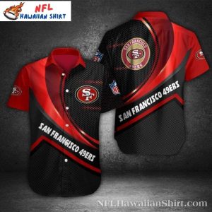 49ers Hawaiian Shirt – Bold Red Zone Black And Crimson Aloha Wear