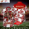 49ers Warrior Spirit Customizable White Floral Hawaiian Shirt