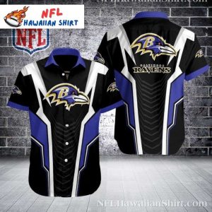 Aerodynamic Agility – Baltimore Ravens Hawaiian Shirt With Sharp Angles And Stripes