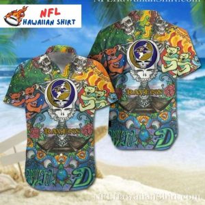 Baltimore Ravens Psychedelic Bear Hawaiian Shirt – Groovy Gridiron Spirit