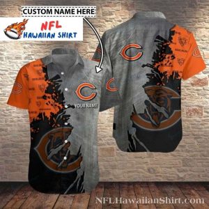 Bear Down Burst – Grunge Splash Chicago Bears Hawaiian Shirt