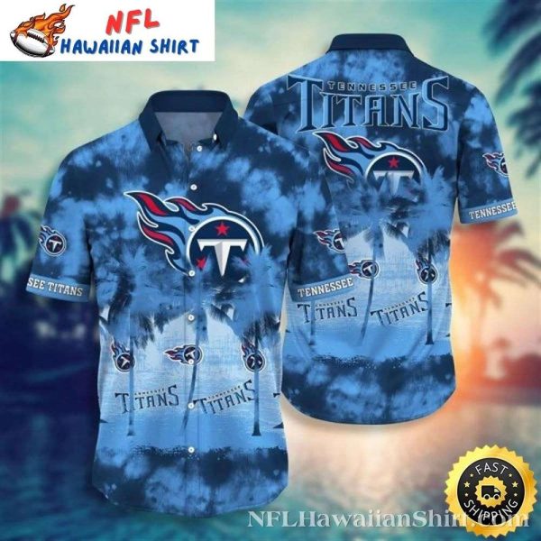 Blue Fade Titan Palms – Hawaiian Tennessee Titans Shirt