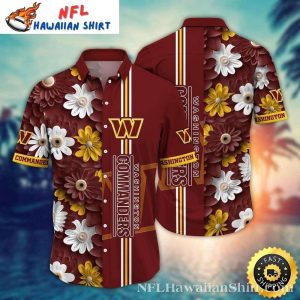 Burgundy Daisy Field – Washington Commanders Vibrant Hawaiian Shirt