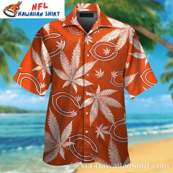 Cannabis Leaf Chicago Bears Hawaiian Shirt – Men’s Rustic Orange Relaxation