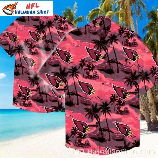 Cardinals Shoreline – Casual Arizona NFL Hawaiian Shirt In Sunset Red