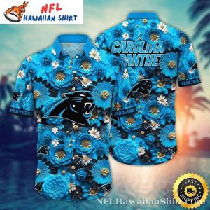 Carolina Panthers Floral Burst Button-Up Hawaiian Shirt