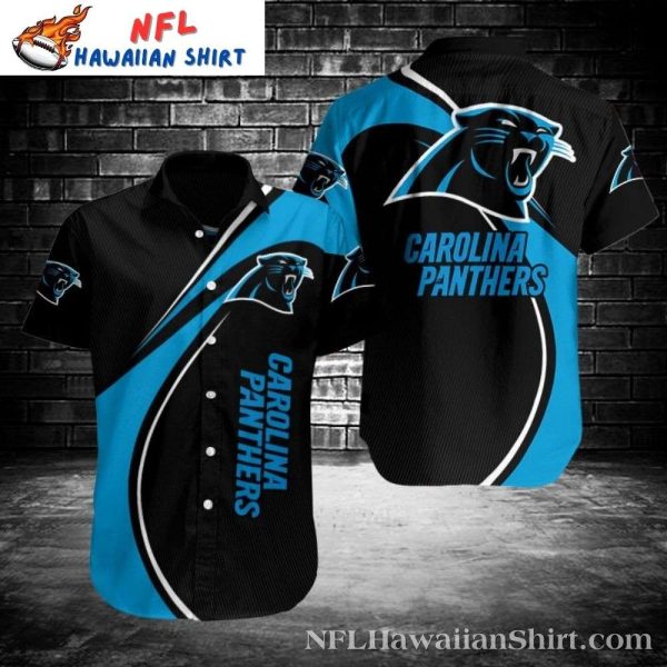 Carolina Panthers Hawaiian Shirt Mens with Bold Black Blue Panels