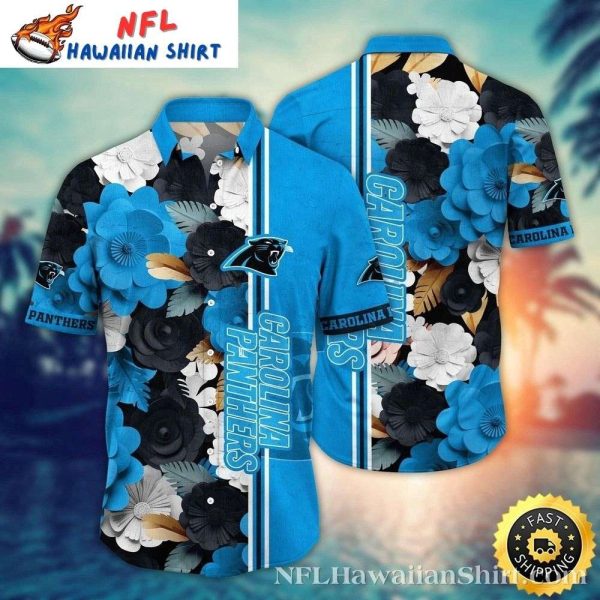 Carolina Panthers Midnight Floral Elegance Hawaiian Shirt