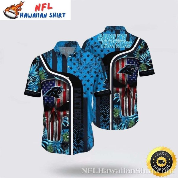 Carolina Panthers Skull American Spirit Button-Up Hawaiian Shirt