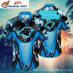 Carolina Panthers Swirling Energy Floral NFL Hawaiian Shirt