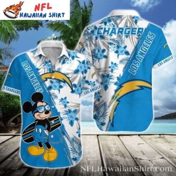 Cheerful Floral Los Angeles Chargers Mickey Men’s Hawaiian Shirt