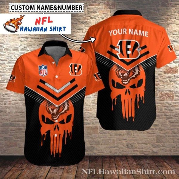 Cincinnati Bengals Fiery Skull Custom Name Hawaiian Shirt – Blazing Aloha Spirit