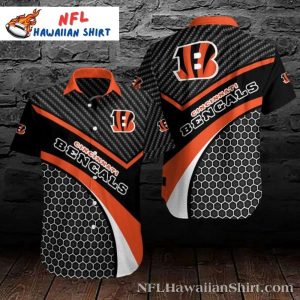 Cincinnati Bengals Gridiron Hawaiian Shirt – Orange And Black Hex Pattern