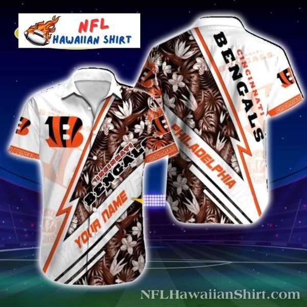 Cincinnati Bengals Lightning Stripe Personalized Hawaiian Shirt