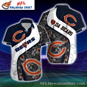 Classic Navy And Orange Chicago Bears Hawaiian Shirt