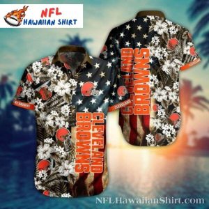 Cleveland Browns Banner Hawaiian Shirt – Americana Fireworks Edition