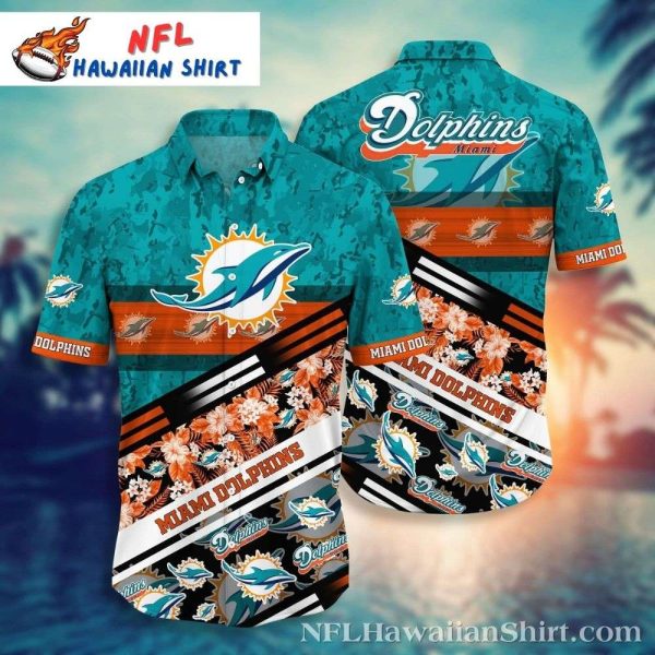 Coral Reef Rally – Miami Dolphins Hawaiian Shirt With Floral Accents – Fan’s Tropic Edition