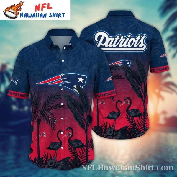 Crimson Flamingo Sunset New England Patriots Hawaiian Shirt