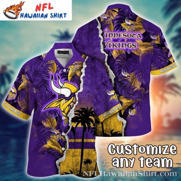 Customizable Team Pride Vikings Silhouette Sunset Hawaiian Shirt