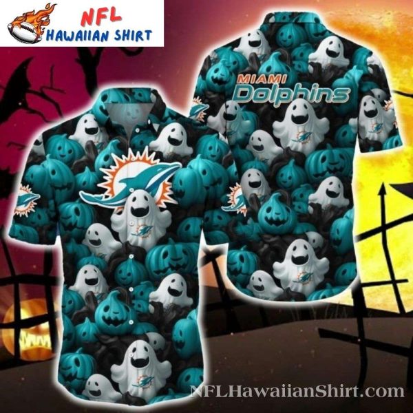 Cute Pumpkin Spooky Halloween Miami Dolphins Hawaiian Shirt