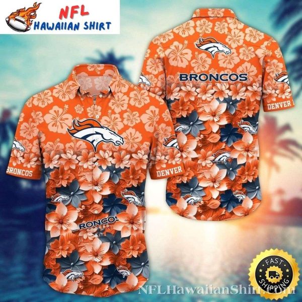 Denver Broncos Tropical Elegance – Logo Print And Flowers Hawaiian Shirt