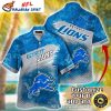 Detroit Lions Hawaiian Shirt With Unique Metal Pattern Design