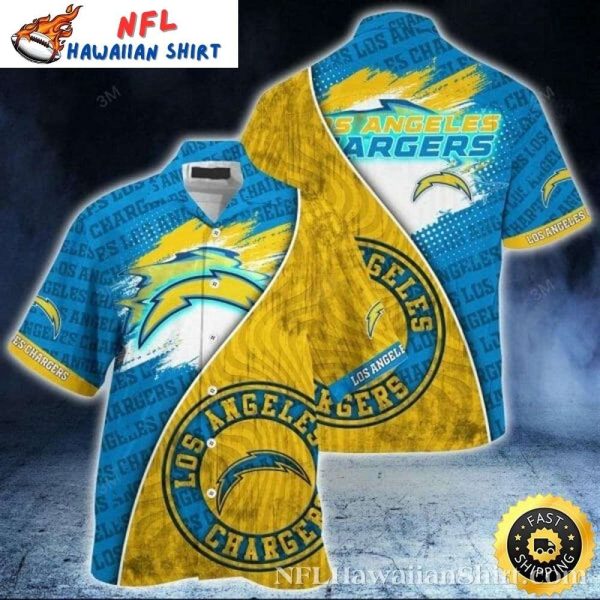 Dynamic Bolt Stripe Los Angeles Chargers Hawaiian Aloha Shirt