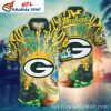 Electrified Wave – Green Bay Packers Abstract Art Hawaiian Shirt