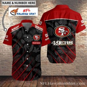 Elegant Monochrome Leaves San Francisco 49ers Custom Name Aloha Shirt