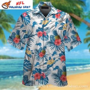 Exotic Pineapple And Hibiscus Detroit Lions Tropical Hawaiian Shirt