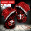 Fiery Red 49ers Fanfare Aloha Hawaiian Shirt With Custom Name Option