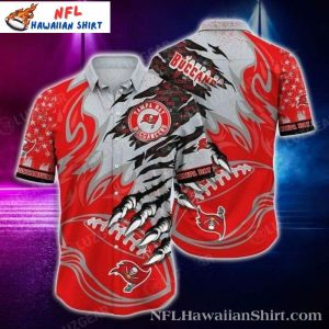 Fiery Red Tampa Bay Buccaneers Wave Hawaiian Shirt – Bold NFL Buccaneer Aloha Spirit