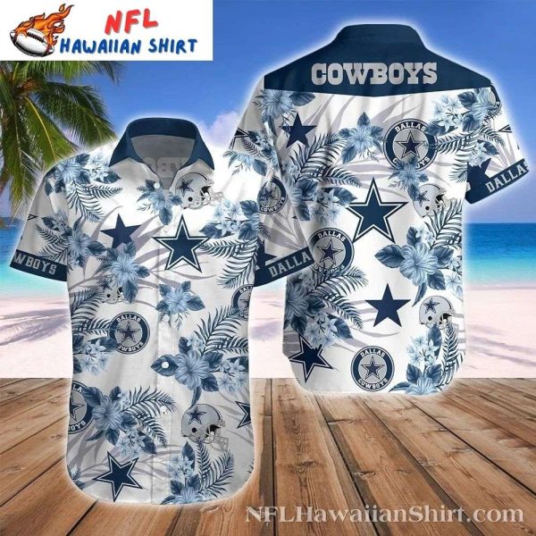 Floral Emblem Blue And White Dallas Cowboys Hawaiian Shirt