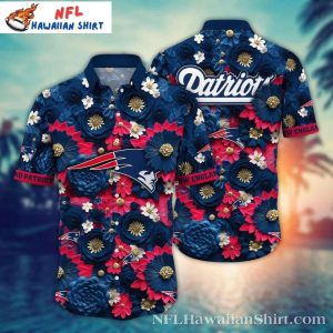 Floral Emblem New England Patriots Hawaiian Shirt