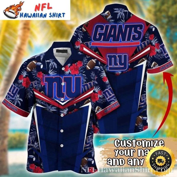 Floral Touchdown NY Giants Customizable Hawaiian Shirt