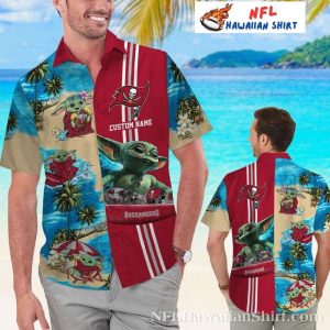 Funny Baby Yoda’s Beach Vacation Tampa Bay Buccaneers Hawaiian Shirt