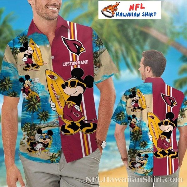 Funny Mickey’s Beach Vacation Arizona Cardinals Hawaiian Shirt