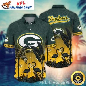 Golden Sunset Flamingos – Green Bay Packers Beach Hawaiian Shirt