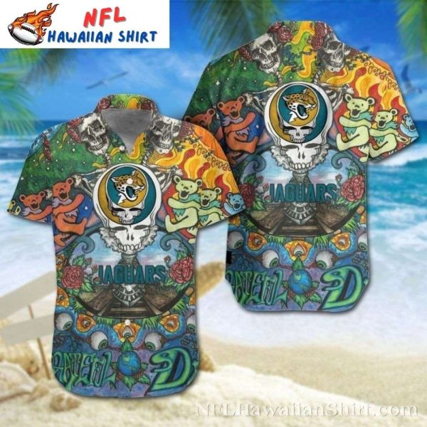 Grateful Jacksonville Jaguars – Psychedelic Beach Vibes Aloha Shirt