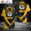 Green Bay Packers Bold Diagonal Stripe Gold Green Hawaiian Shirt