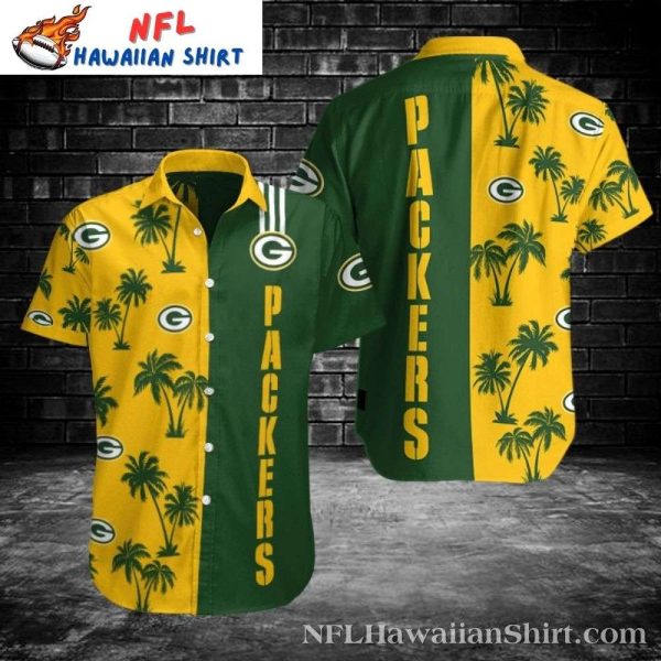 Green Bay Packers Palm Trees Yellow Hawaiian Vacation Shirt