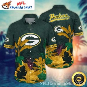 Green Bay Tropics Men’s Hawaiian Shirt – Lush Greenery Gold Flair