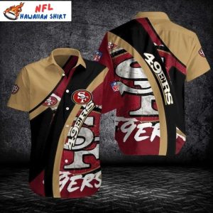 Hawaiian 49ers Shirt – 49ers Urban Edge Red Beige Streak Aloha Shirt