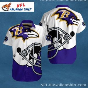 Helmet Clash – Ravens Aloha Shirt With Bold Graphic Print