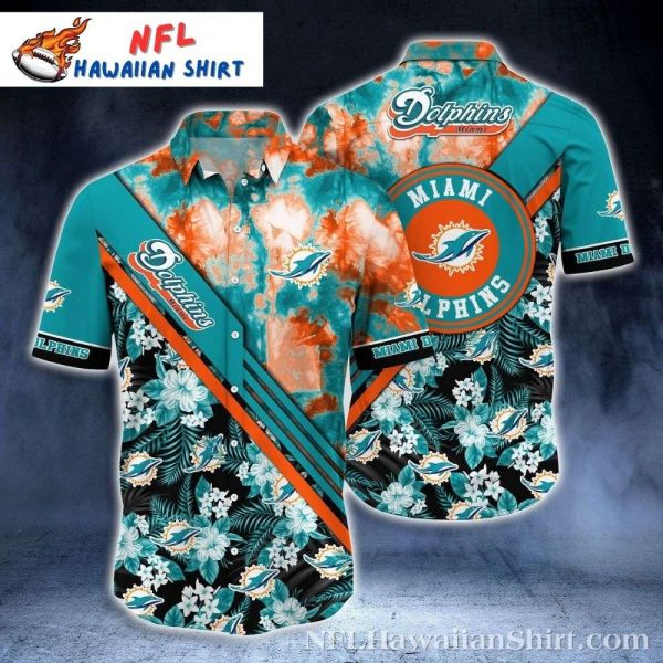 Hibiscus Flower Motif Hawaiian Miami Dolphins Shirt – Casual Fan Apparel