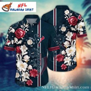 Houston Texans Elegant Floral Lineup Hawaiian Shirt – Monochrome Rose Edition