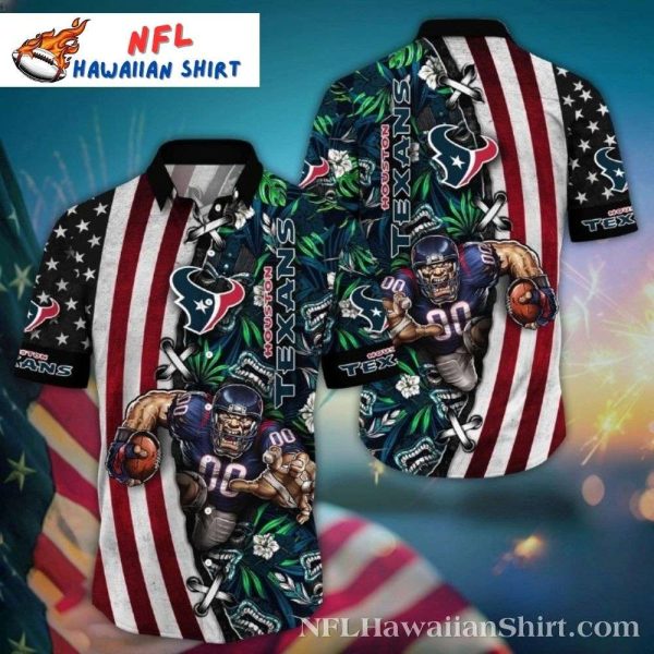 Houston Texans Gridiron Glory Hawaiian Shirt – Patriotic Rush Edition