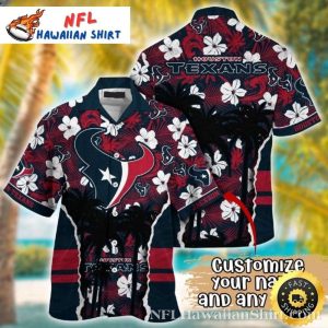 Houston Texans Nautical Hibiscus Hawaiian Shirt – Deep Ocean Flowers