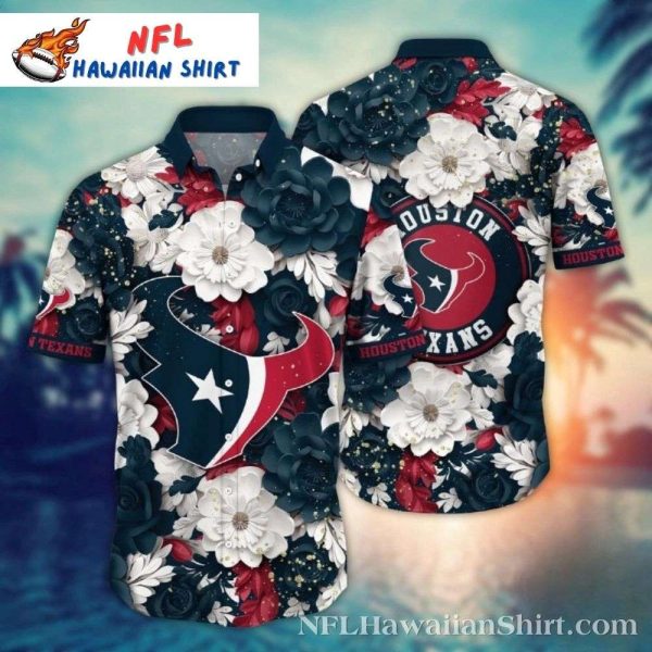 Houston Texans Royal Blossom Fanfare Hawaiian Shirt – Blue Floral Cheer